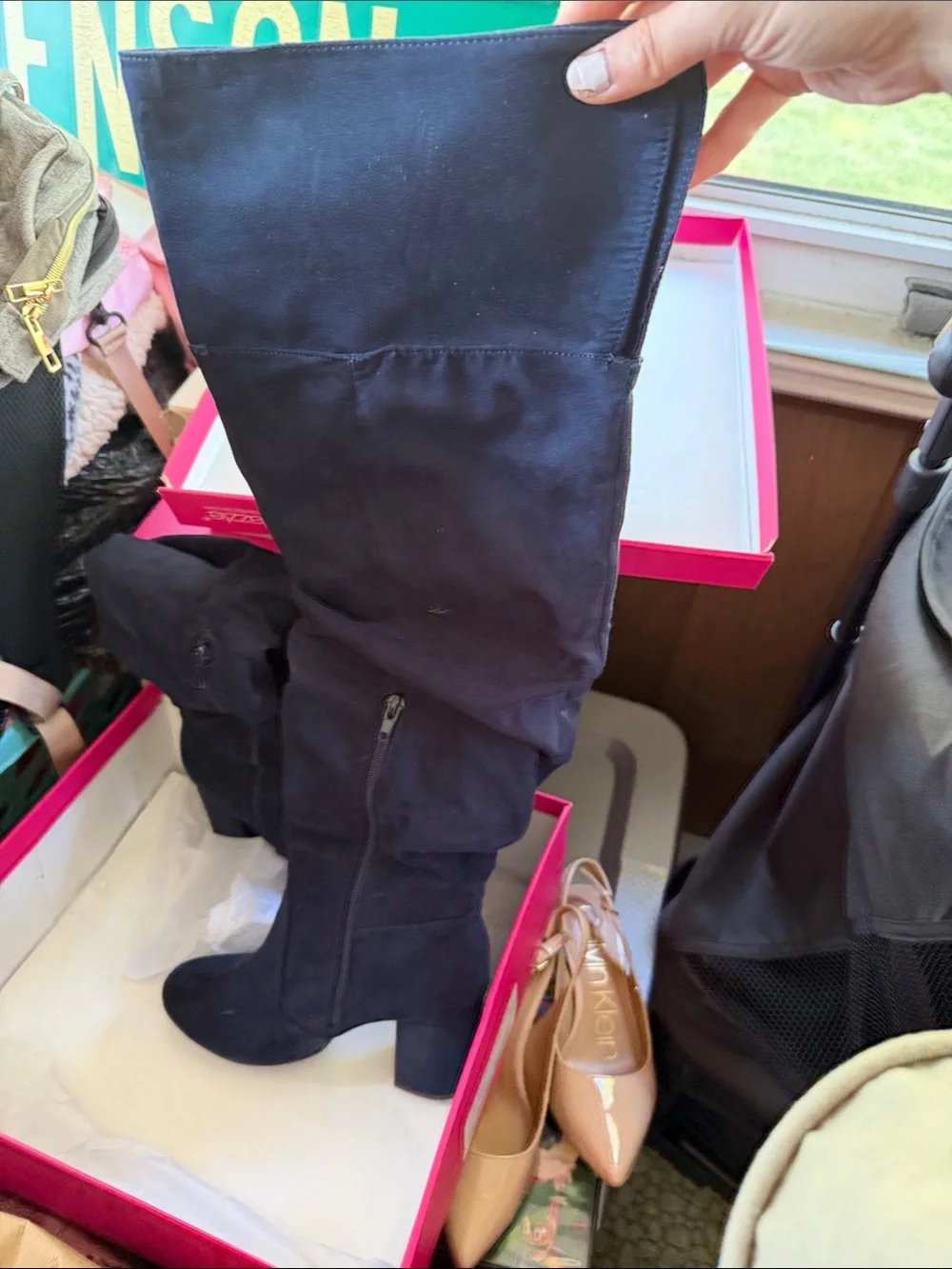 Women's Over-the-Knee Black Suede Boots